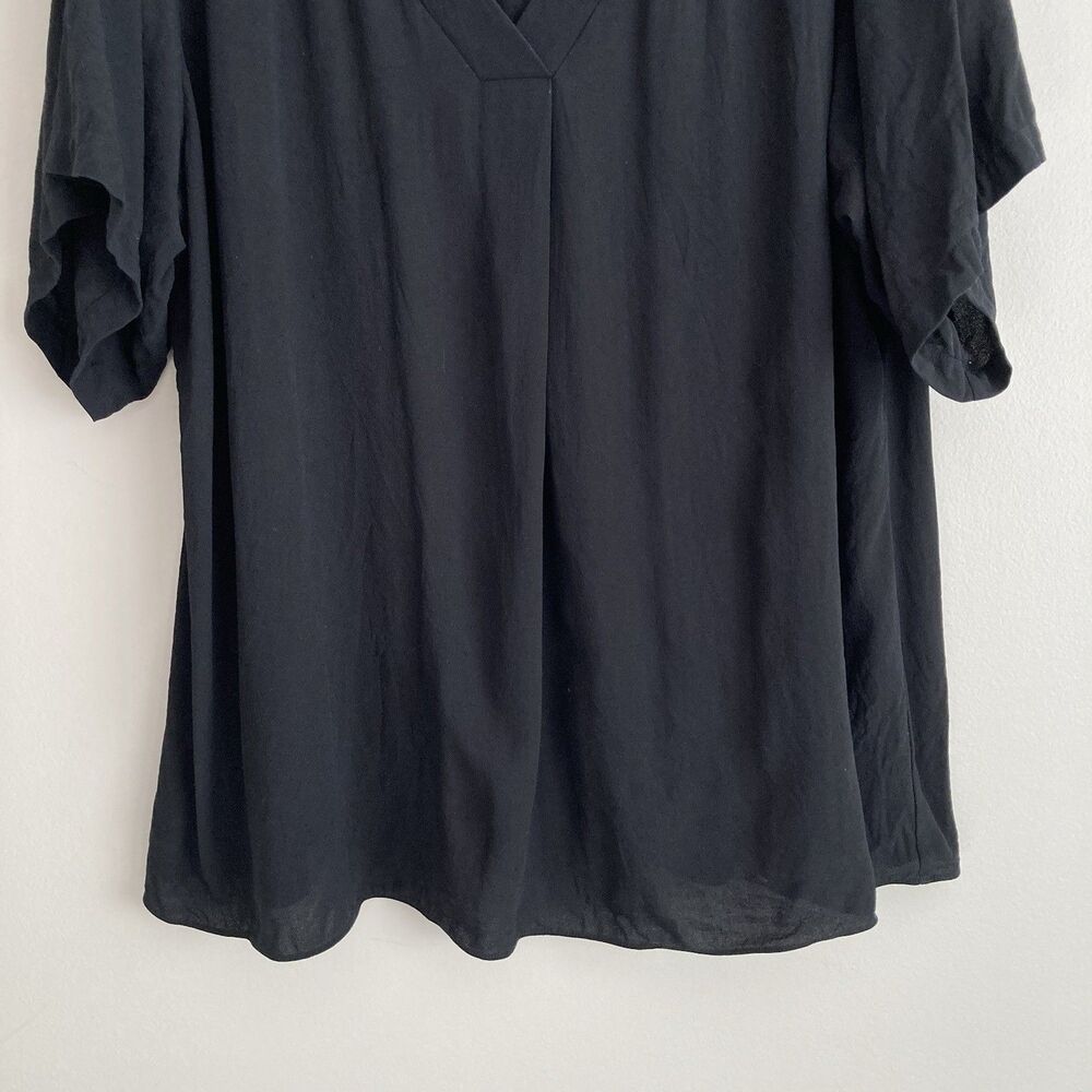 Eileen Fisher Black 100% Silk V-Neck Boxy Top Blouse Size XL Lagenlook Womens - Picture 4 of 7